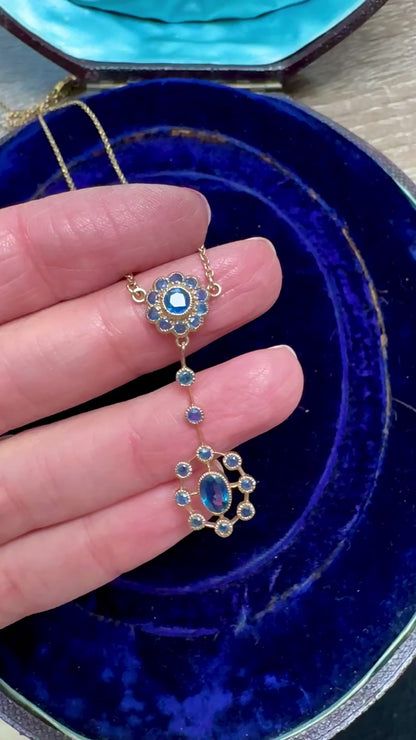 Antique Style Sapphire & Gold Drop necklace