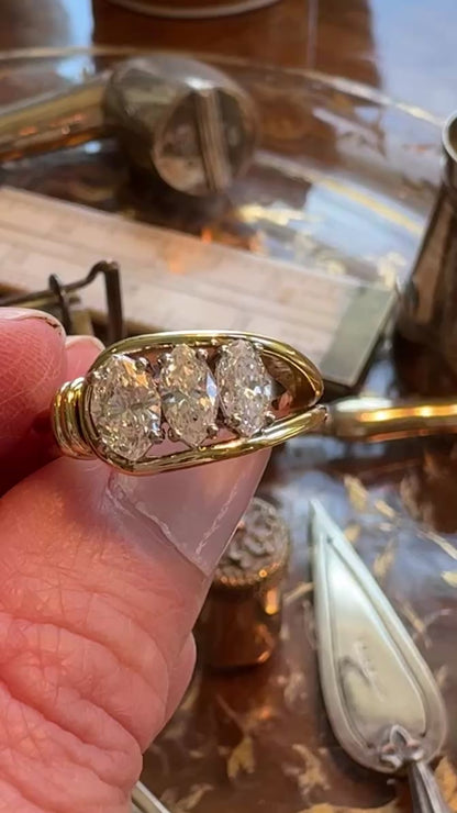 Large Diamond Marquis Trilogy Ring