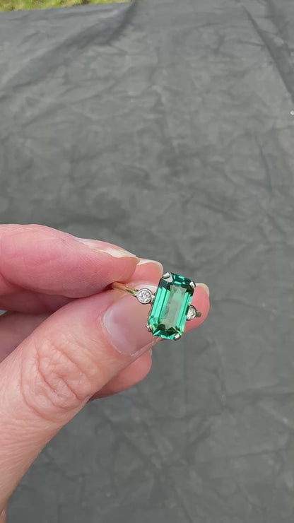 18ct Gold Indicolite Tourmaline & Diamond Ring